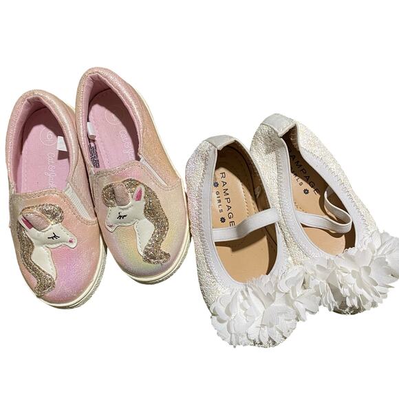 Cat & Jack Other - Girls Shoes Size 6 TWO (2) Pair Rampage Glitter Ballet Flats Cat N Jack Unicorn